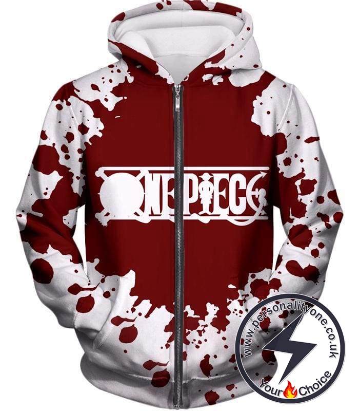 One Piece Super Cool One Piece Anime Promo Logo White Zip Up Hoodie